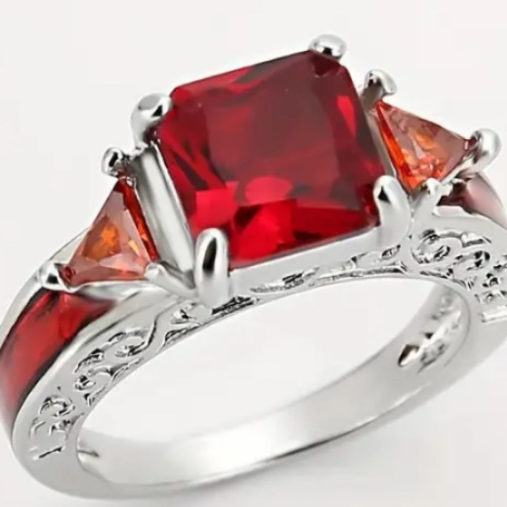🎄Unique Red Zircon Stone Ring - Picture 4 of 17